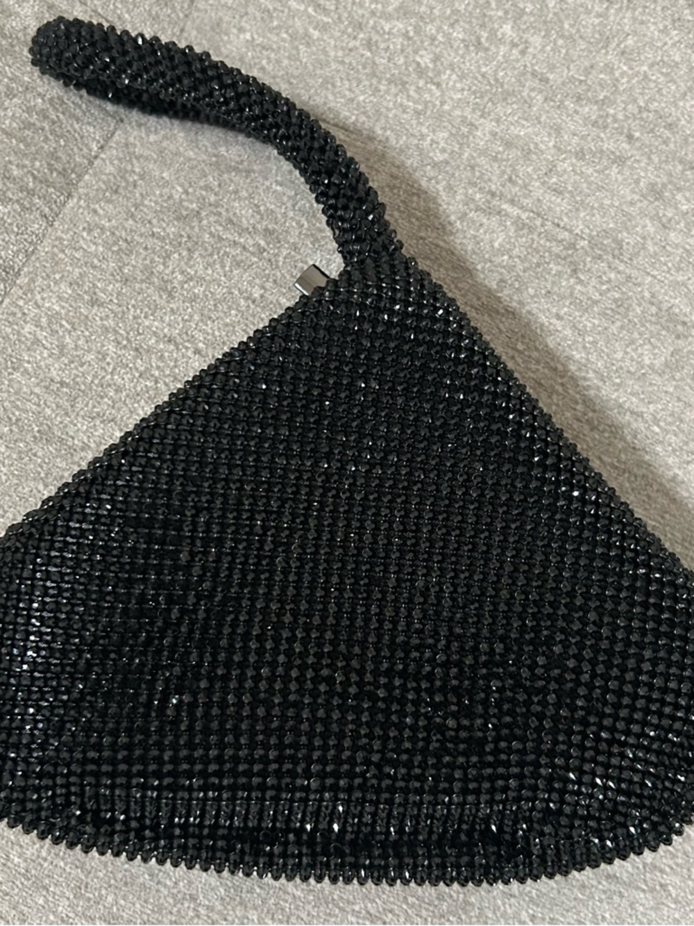 Jessica McClintock Black Beaded Mesh Evening Wristlet - Picture 5 of 8